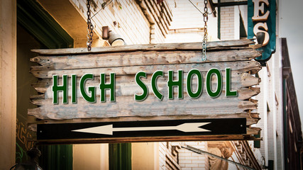 Street Sign to High School