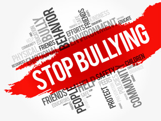 Stop Bullying word cloud collage, social concept background