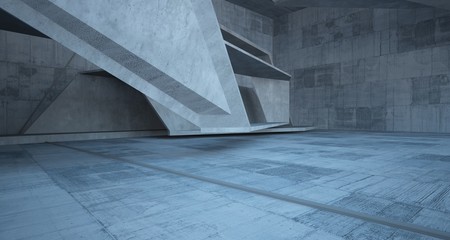 Abstract white and concrete interior. 3D illustration and rendering.