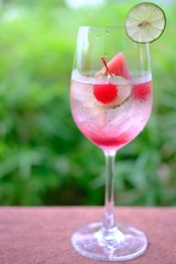 summer drinks alcoholic cocktails in wine glasses