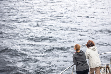 two women taking a tour with the ship