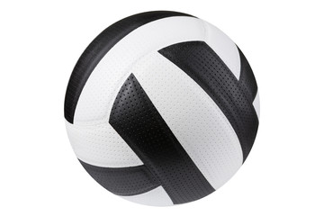 leather volleyball, white color combined with black, isolated on white background