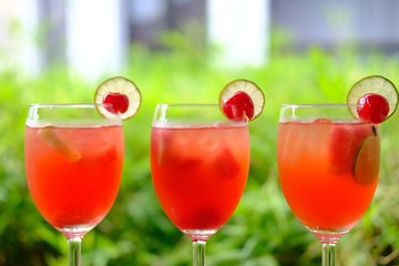 close up summer drink fruit punch mocktails