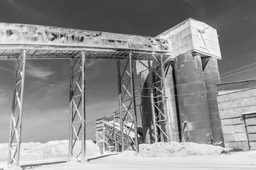 industrial container at the plant for the production of building mixtures