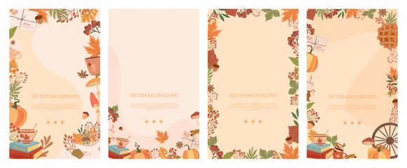 Poster Set of autumn vertical background. Landing page, send a message, loading, authorization and search page. Concept for Website or Mobile App. Editable vector illustration © miobuono