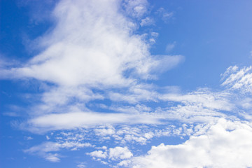 The vast sky is bright and beautiful white clouds of the new morning.