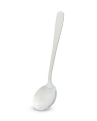 chrome spoon on isolated white background, with clipping path.