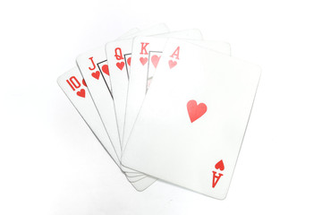 Poker cards 10 J Q K A red