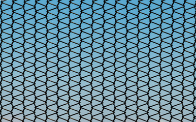 Chain mail grid wall with azure sky as background