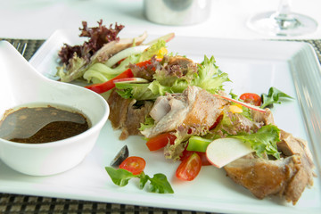  grilled chicken salad with sauce background