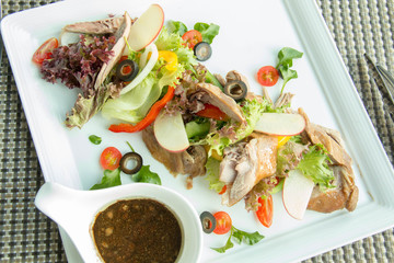  grilled chicken salad with sauce background