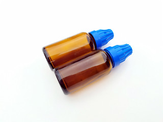 brown medicine glass bottle isolated on white background