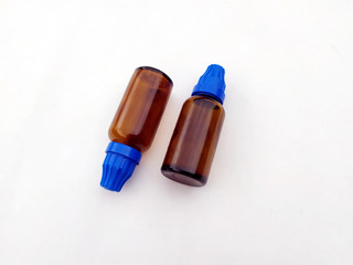 brown medicine glass bottle isolated on white background