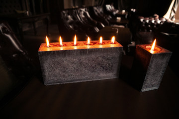 large candles in a beautiful interior