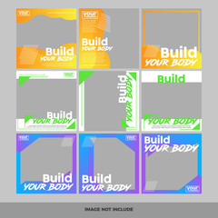 Set of modern promotion square web banner for social media mobile apps