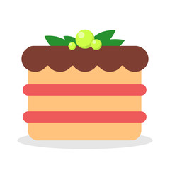 Tasty cake. Sweet delicious cream and berries. Baked dessert