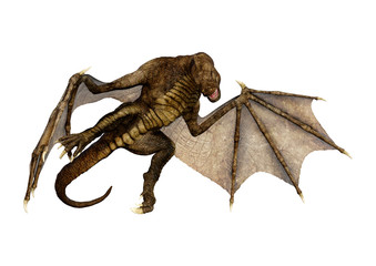 3D Rendering Fairy Tale Dragon on White