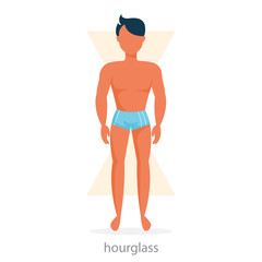 Hourglass body shape. Male character in underwear