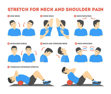Head Tilt Exercise for Neck Stretch. Warm-up Exercise Stock Vector