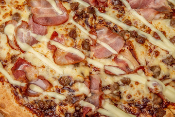 pizza with ham and cheese