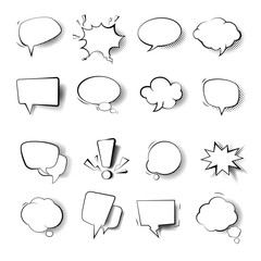 Speech bubbles templates isolated icons comics effect