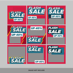 Set of modern promotion square web banner for social media mobile apps