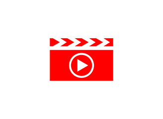 Isolated video file playback icon on white background.