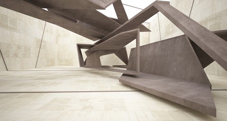 Abstract white and concrete interior. 3D illustration and rendering.