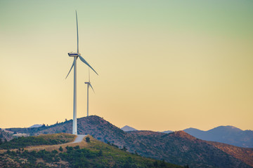 Windmills on Greek hills