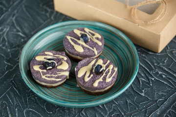 Vegan raw strawberry cheesecake with fresh berries, mint and nuts. healthy vegan food concept