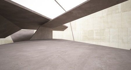 Obraz premium Abstract white and concrete interior. 3D illustration and rendering.