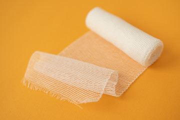medical bandage isolated on yellow background