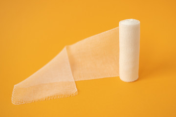 medical bandage isolated on yellow background