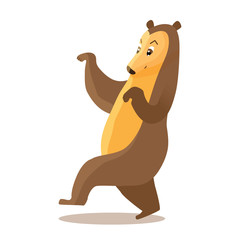 Cute cartoon bear goes gently quietly, vector illustration of the character