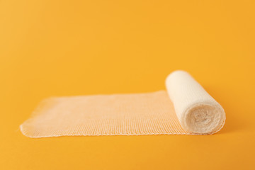 medical bandage isolated on yellow background