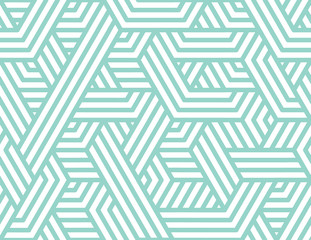 Abstracte strepen, vector naadloze lijnpatroon. Neutrale monochrome zakelijke achtergrond, turquoise witte kleur. Lineaire blauwe vormen, creatief geometrisch ornament