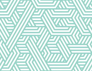 Tafelkleed Abstracte strepen, vector naadloze lijnpatroon. Neutrale monochrome zakelijke achtergrond, turquoise witte kleur. Lineaire blauwe vormen, creatief geometrisch ornament © Pixel Pine