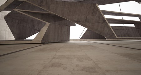 Obraz premium Abstract brown and beige concrete interior. 3D illustration and rendering.