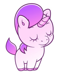Cute unicorn with closed eyes