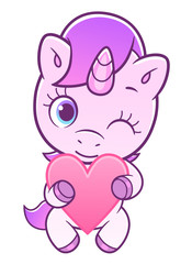 Fototapeta premium Cute unicorn with heart