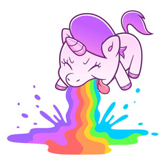 Obraz na płótnie Canvas Unicorn retching rainbow