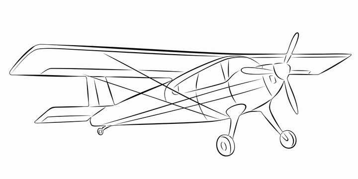 isolated illustration of a small airplane, vector drawing