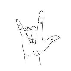 hand gesture I love you. One line drawing - 281016536