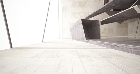 Abstract brown and beige concrete interior. 3D illustration and rendering.