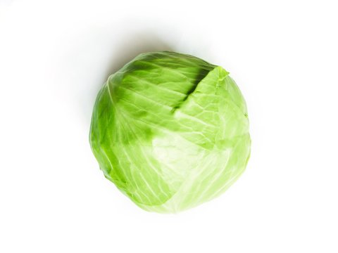 Head of cabbage picture flat lay. Food photography