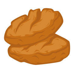 Loaf of bread homemade pastry product made of wheat vector
