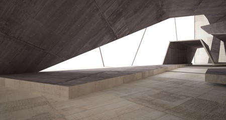 Abstract brown and beige concrete interior. 3D illustration and rendering.