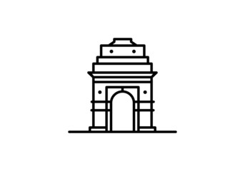 Indian city icon - India Gate, Delhi - Delhi - Line art.