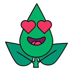 Plant in love thin linear emoticon icon