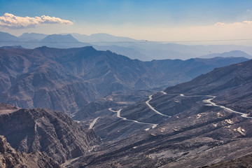 Jabal Jais the highest mountain in the UAE, midday